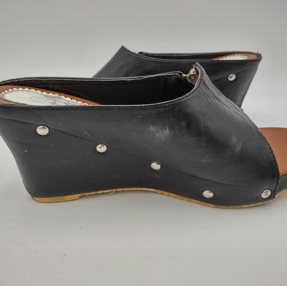 D.F Size 40 Black Leather Mule Shoes - Picture 8 of 15